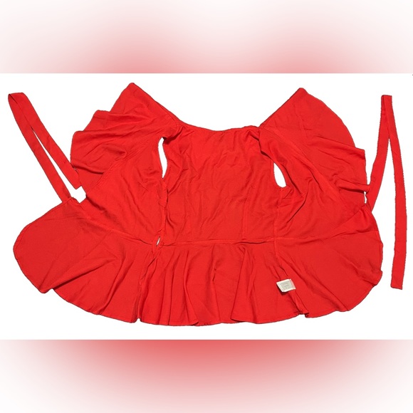 Cherry Red Flowy Wrap Top - Picture 3 of 4